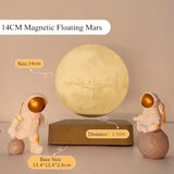 Levitating Mars globe with astronaut figures for a glowing moon lamp night light