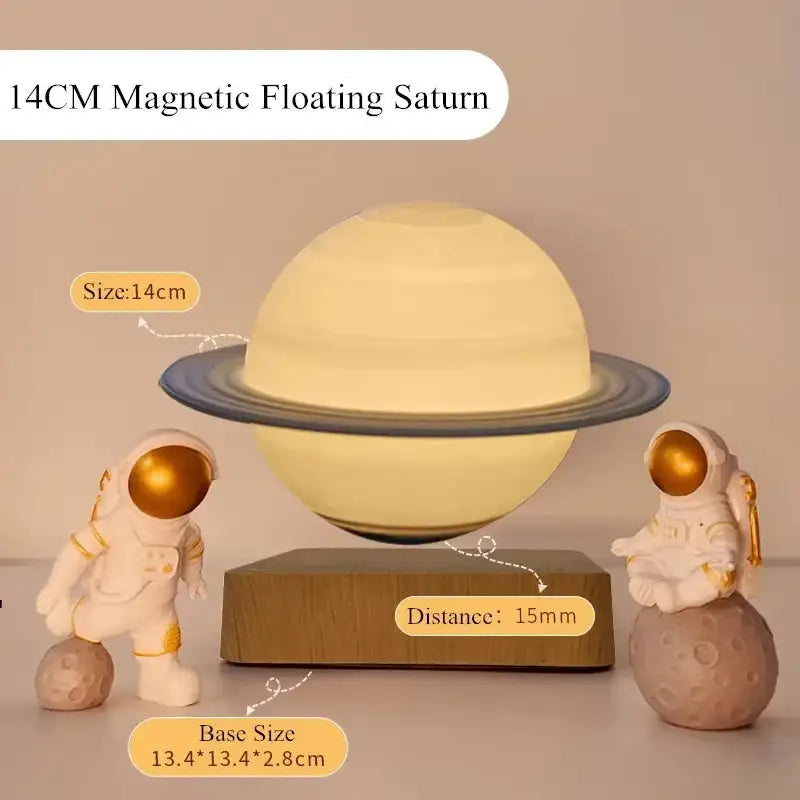 Magnetic floating Saturn lamp with astronauts and color changing moon night light