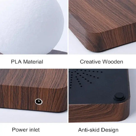 Wooden-textured base with anti-skid features for Moon Lamp Mars and night light