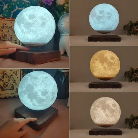 Levitating Moon Lamp with color-changing night light inspired by Mars and various planets