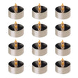 Set of silver LED tea lights with flickering amber flames for elegant decor