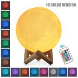 GoodNight Moon Lamp Night Light with wooden stand and remote color-changing features