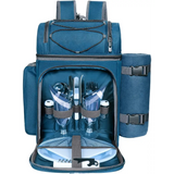 Blue Hap Tim picnic backpack cooler with utensils, wine glasses, and thermal compartments