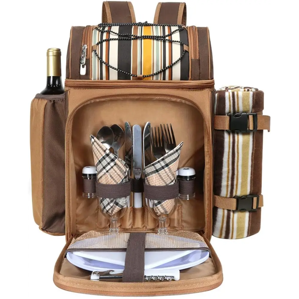 Hap Tim Picnic Backpack with utensils, blanket storage, and wine holders for outdoor fun