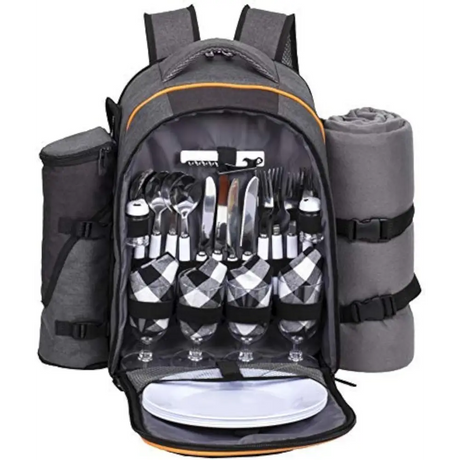 Hap Tim Picnic Backpack with utensils, plates, and compartments for outdoor meals