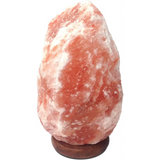 Pink Himalayan salt lamp on a wooden base from Himalayan Shop Natural Salt