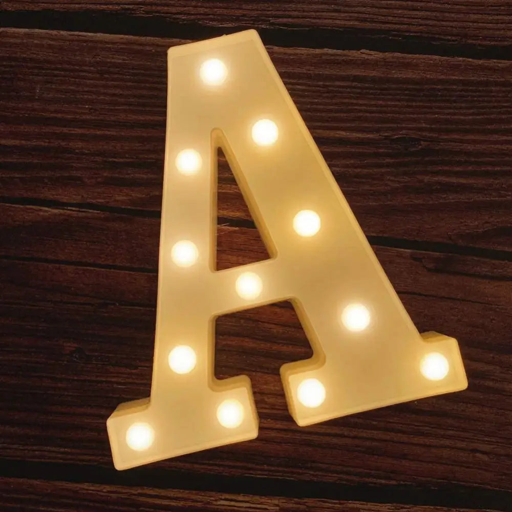 Illuminated marquee letter A with glowing light bulbs for Happy Birthday Sign