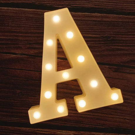 Illuminated marquee letter A with glowing light bulbs for Happy Birthday Sign