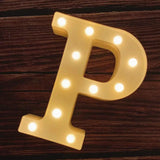 Illuminated letter P with glowing bulbs for illuminated marquee letters birthday sign