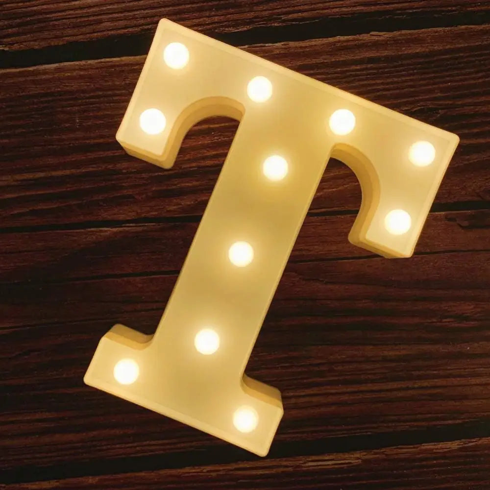 Illuminated letter T with lights in casing from Illuminated Marquee Letters Happy Birthday Sign