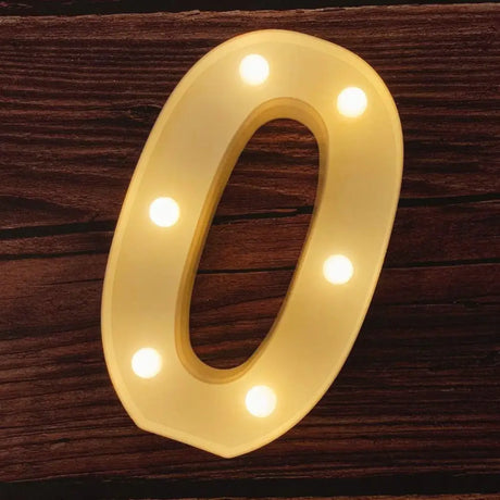 Illuminated marquee letter O with glowing bulbs in Happy Birthday Sign decoration