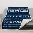 Navy blue and white Inspirational Words Healing Blanket 50’’x60’’ offers comfort and encouragement