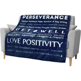 Navy blue sofa with Inspirational Words on Healing Fleece Blanket 50x60 Gift Hug