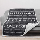 Black and white Inspirational Words Healing Blanket with comforting messages for support