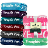 Stack of colorful healing fleece blankets, perfect as a gift hug or sympathy blanket