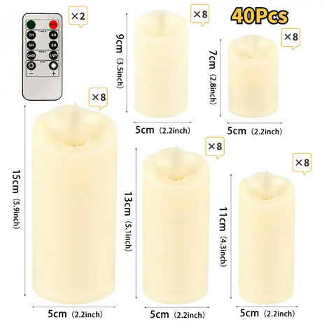 Set of LED Flameless Candles with Real Flame Effect and remote control for safe decoration