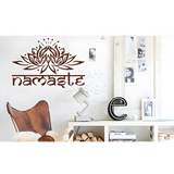 Brown Lotus Flower Namaste Design Vinyl Sticker Wall Art in Sanskrit lettering