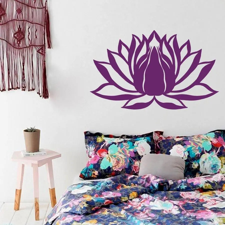 Purple Lotus Flower Vinyl Sticker Decal Wall Art for elegant home decor