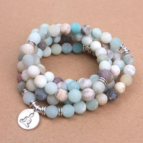 Beautifully hand-crafted mala beads bracelet with Amazonite and Buddha charm