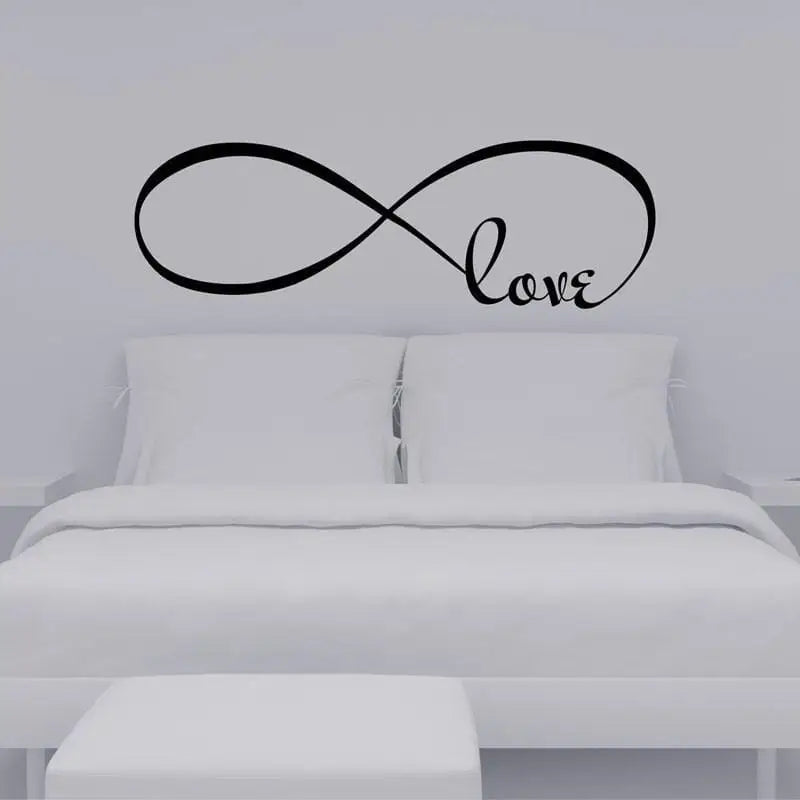 Infinity vinyl decal featuring the word love as stylish wall art decoration