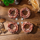 Four pink aventurine mala beads bracelets with silver charm pendants for spiritual jewelry