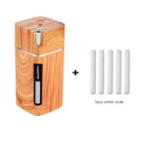 Wood-grain essential oil diffuser with replacement cotton swabs and LED night light