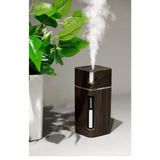 Dark wooden essential oil diffuser with mist and LED night light feature