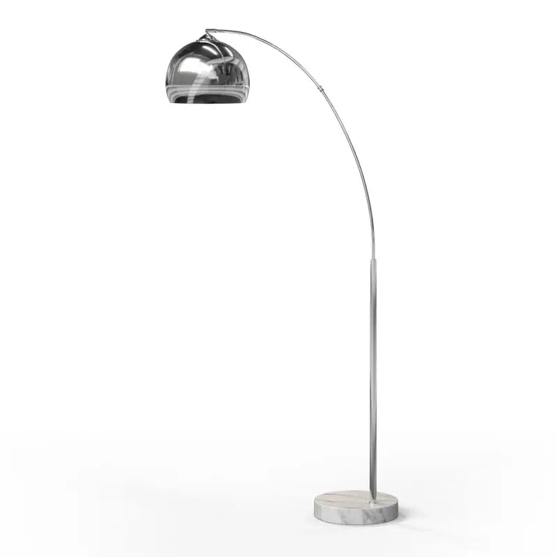 Chrome Arc Floor Lamp with Marble Base and Colorful Metallic Dome Shade for Modern Decor