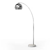 Chrome Arc Floor Lamp with Marble Base and Colorful Metallic Dome Shade for Modern Decor