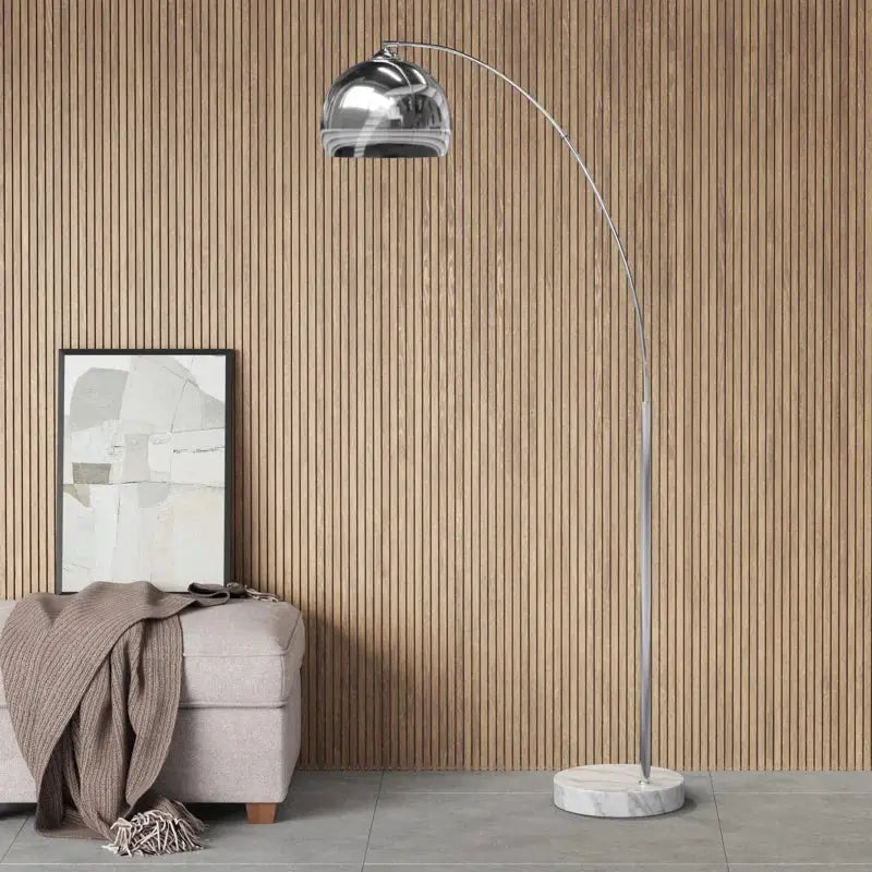 Chrome arched floor lamp with marble base from Modern Arc Floor Lamps collection