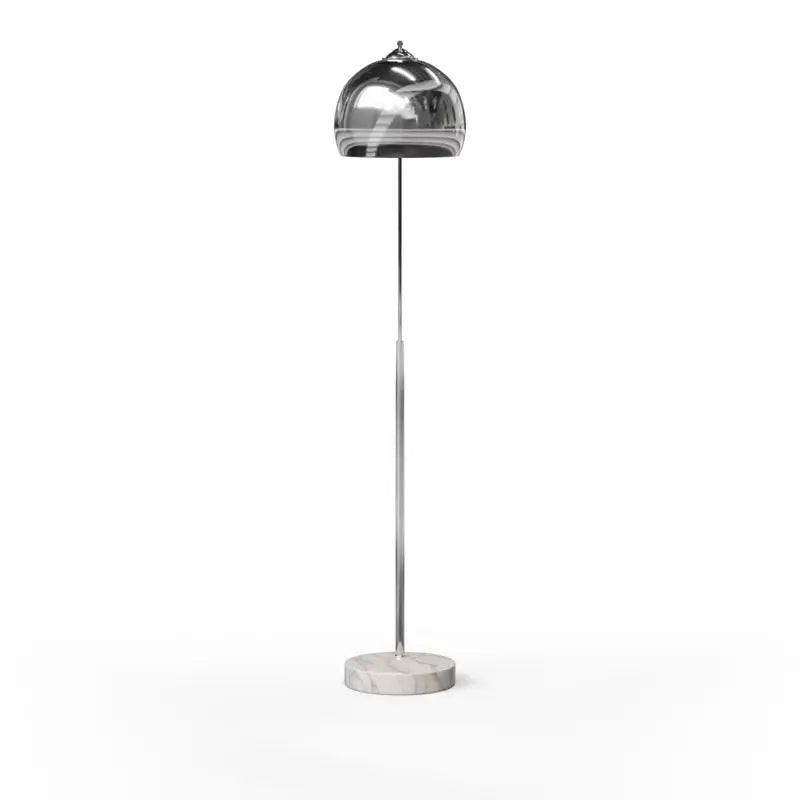 Chrome floor lamp with dome shade and marble base in Modern Arc Floor Lamps collection