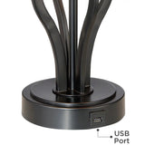 Black circular base with USB port for Modern Industrial Dark Iron Table Lamps