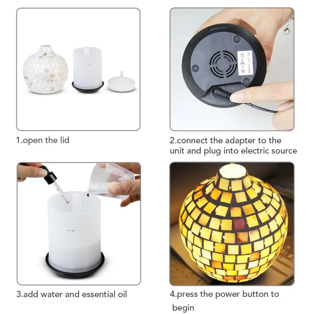 Mosaic Design Aroma Diffuser featuring yellow and amber tiled pattern for vibrant decor