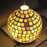 Glowing mosaic glass orb lamp in yellow and orange for Mosaic Design Aroma Diffuser