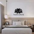 Black Lotus flower wall decal with NAMASTE text for Namaste Lotus Vinyl decor