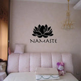 Black Lotus flower wall decal with Namaste text for Namaste Lotus Vinyl decor