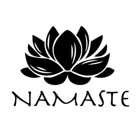 Black lotus flower symbol with NAMASTE text for Namaste Lotus Vinyl Decal Sticker Wall Art