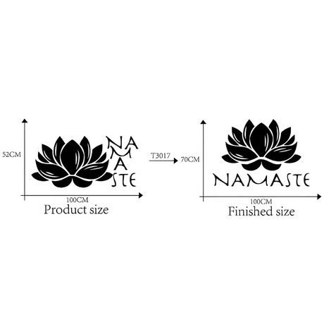 Black lotus flower design with Namaste text for Namaste Lotus Vinyl wall art