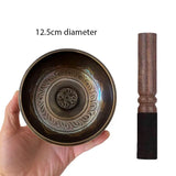 Tibetan Singing Bowl with Wooden Striker in Nepal Himalayan Hand-Hammered Design