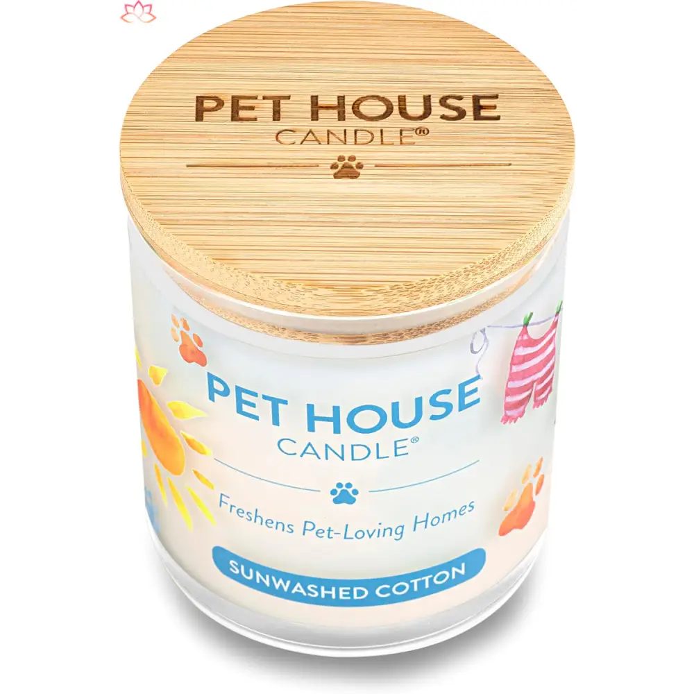 Pet House Sunwashed Cotton Eco-Friendly Soy Candle with wooden lid for odor eliminators house