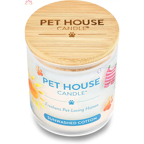 Pet House Sunwashed Cotton Eco-Friendly Soy Candle with wooden lid for odor eliminators house