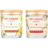 Pet House Eco-Friendly Soy Candles in Vanilla Sandalwood and Creme Brulee for odor eliminators