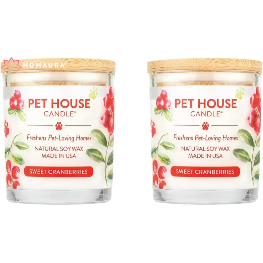 Pet House Eco-Friendly Soy Candles in Sweet Cranberries scent for effective odor control