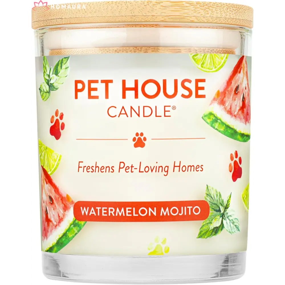 Pet House scented candle in Watermelon Mojito, eco-friendly soy candles for pet odor eliminators