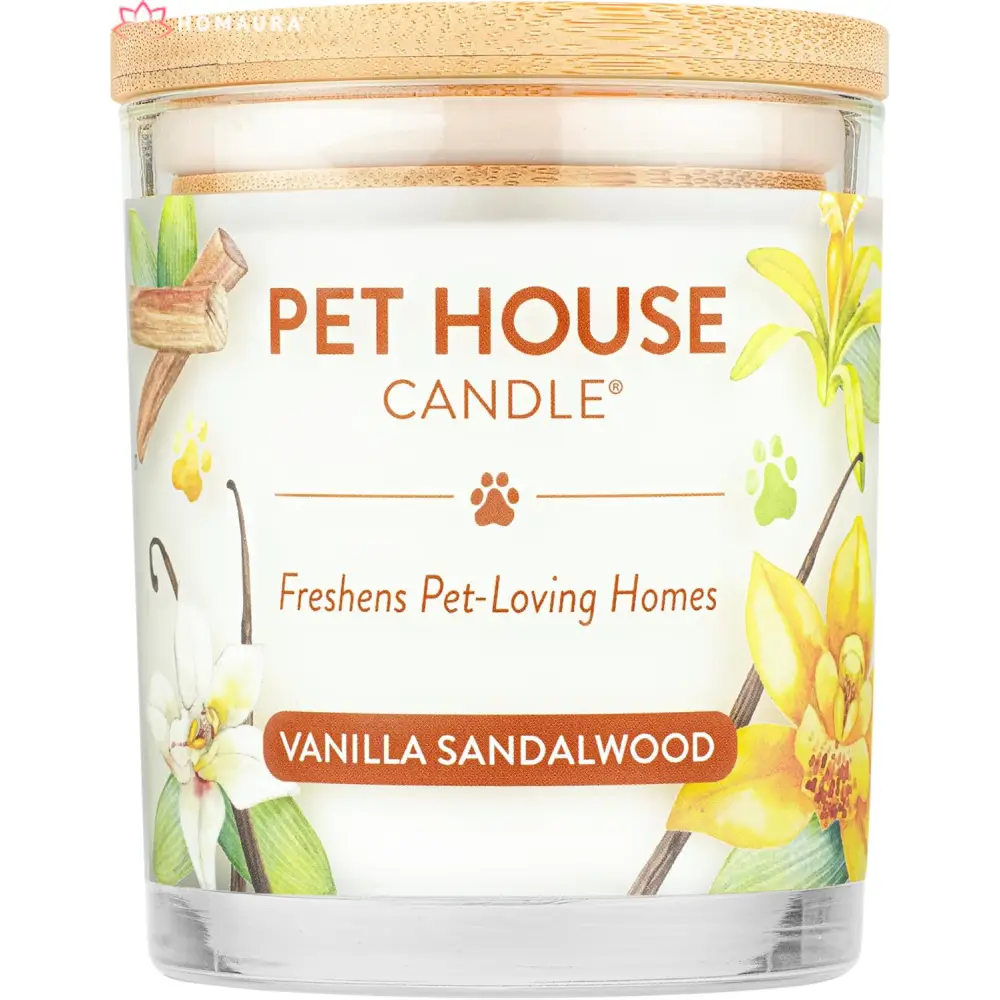 Pet House Vanilla Sandalwood Eco-Friendly Soy Candle for effective pet odor eliminators