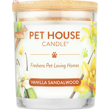 Pet House Vanilla Sandalwood Eco-Friendly Soy Candle for effective pet odor eliminators