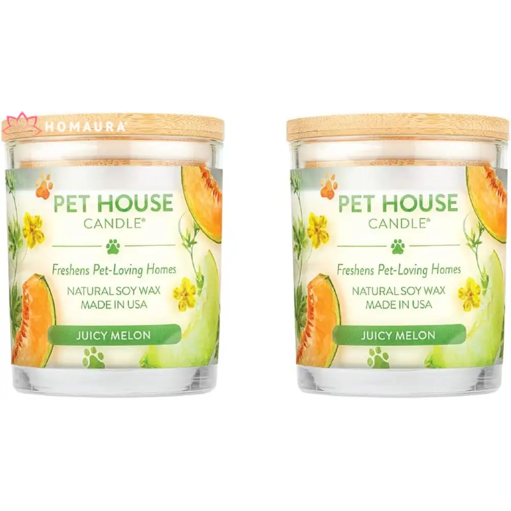 Pet House Eco-Friendly Soy Candles in Juicy Melon scent for effective pet odor eliminators