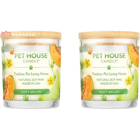 Pet House Eco-Friendly Soy Candles in Juicy Melon scent for effective pet odor eliminators