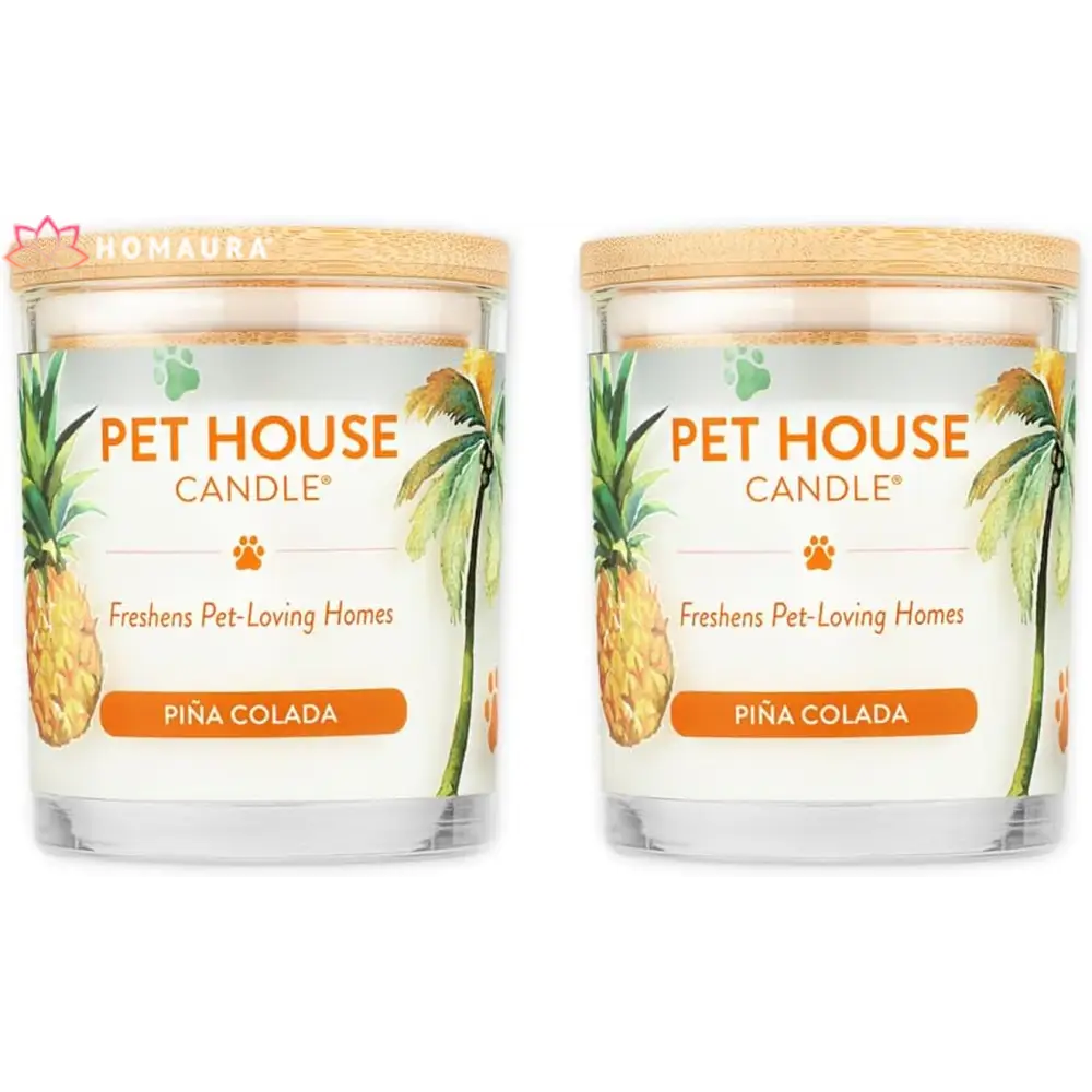 Pet House Piña Colada Eco-Friendly Soy Candles for Odor Control in glass jars