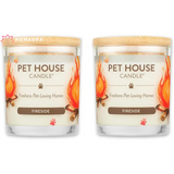 Two Pet House Fireside Eco-Friendly Soy Candles for pet odor eliminators in glass jars